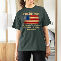 50th Birthday T Shirt For Women Vintage 1976 Limited Edition 50 Year Old Birthday USA Flag