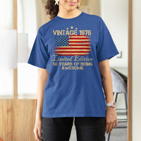 50th Birthday T Shirt For Women Vintage 1976 Limited Edition 50 Year Old Birthday USA Flag