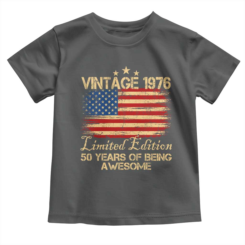 50th Birthday Toddler T Shirt Vintage 1976 Limited Edition 50 Year Old Birthday USA Flag