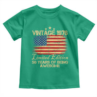 50th Birthday Toddler T Shirt Vintage 1976 Limited Edition 50 Year Old Birthday USA Flag