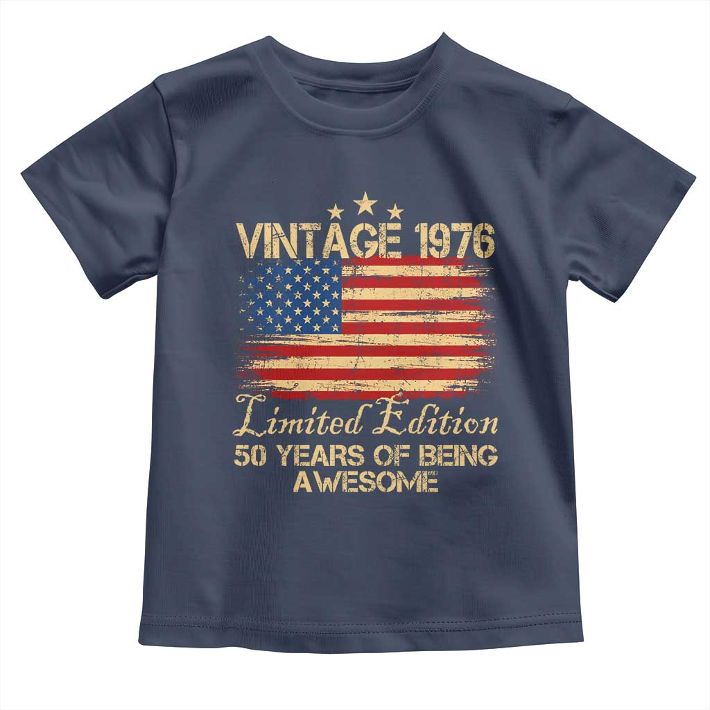 50th Birthday Toddler T Shirt Vintage 1976 Limited Edition 50 Year Old Birthday USA Flag