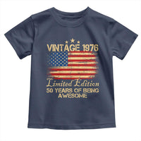 50th Birthday Toddler T Shirt Vintage 1976 Limited Edition 50 Year Old Birthday USA Flag