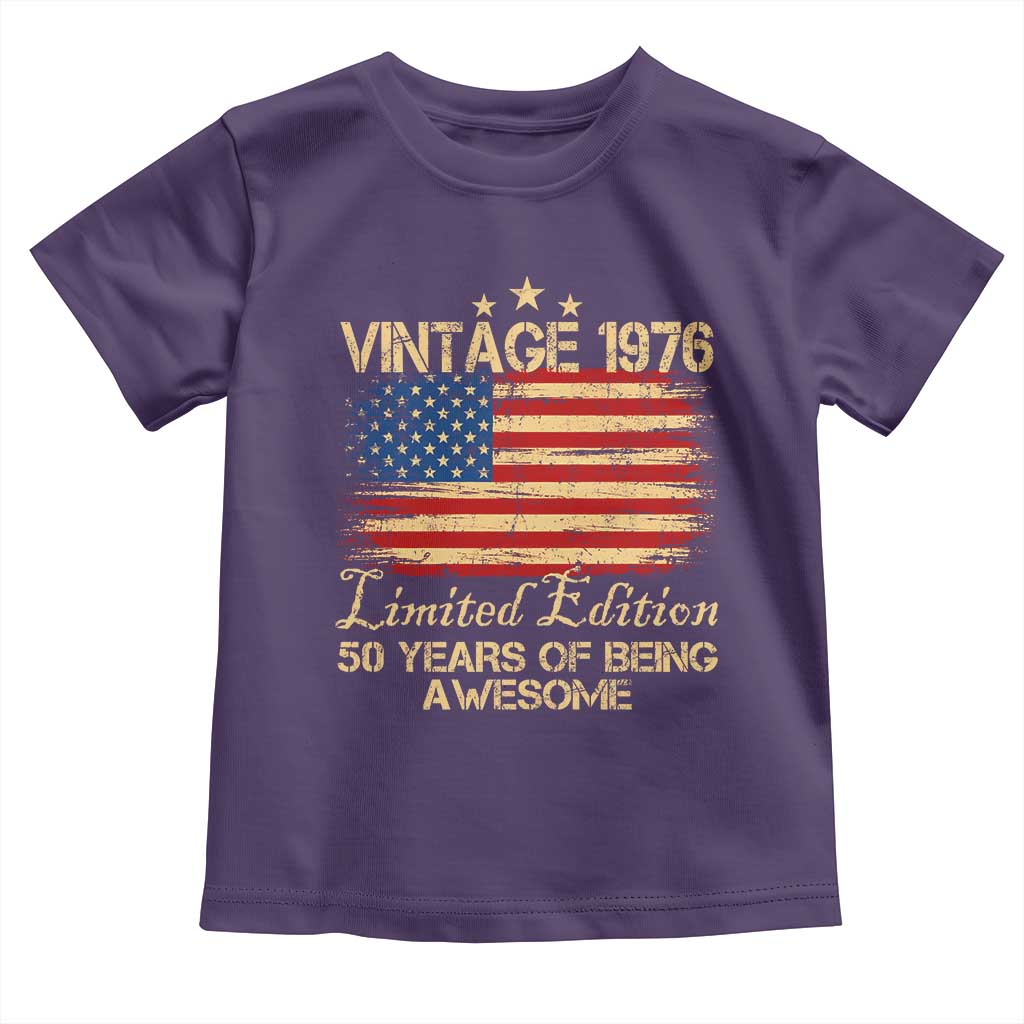 50th Birthday Toddler T Shirt Vintage 1976 Limited Edition 50 Year Old Birthday USA Flag