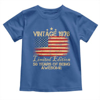 50th Birthday Toddler T Shirt Vintage 1976 Limited Edition 50 Year Old Birthday USA Flag