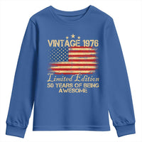 50th Birthday Youth Sweatshirt Vintage 1976 Limited Edition 50 Year Old Birthday USA Flag
