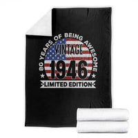 80th Birthday Throw Blanket Vintage 1946 80 Year Old Birthday American Flag