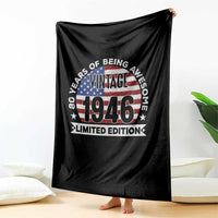 80th Birthday Throw Blanket Vintage 1946 80 Year Old Birthday American Flag