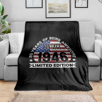 80th Birthday Throw Blanket Vintage 1946 80 Year Old Birthday American Flag