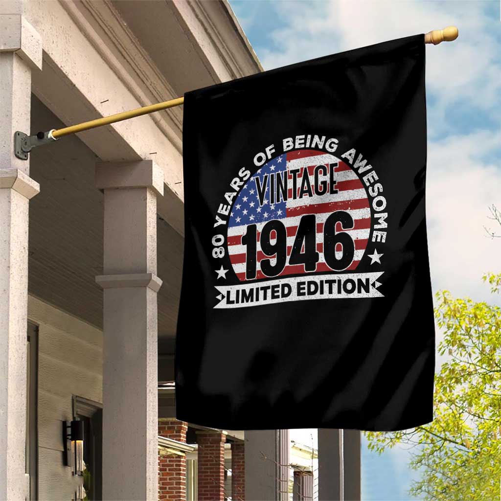 80th Birthday Garden Flag Vintage 1946 80 Year Old Birthday American Flag