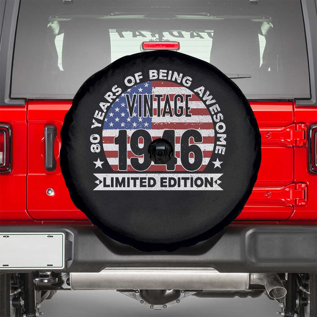 80th Birthday Spare Tire Cover Vintage 1946 80 Year Old Birthday American Flag