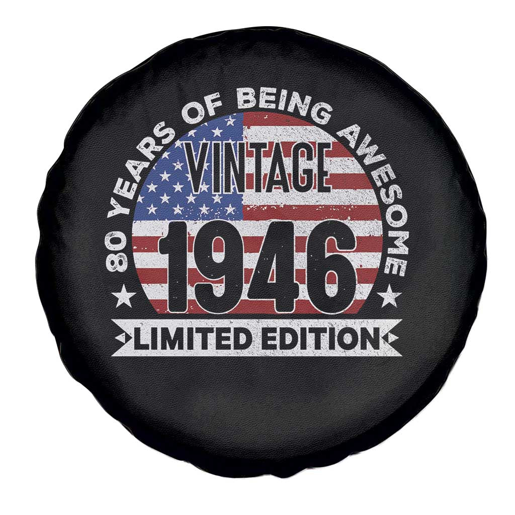 80th Birthday Spare Tire Cover Vintage 1946 80 Year Old Birthday American Flag