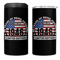 80th Birthday 4 in 1 Can Cooler Tumbler Vintage 1946 80 Year Old Birthday American Flag