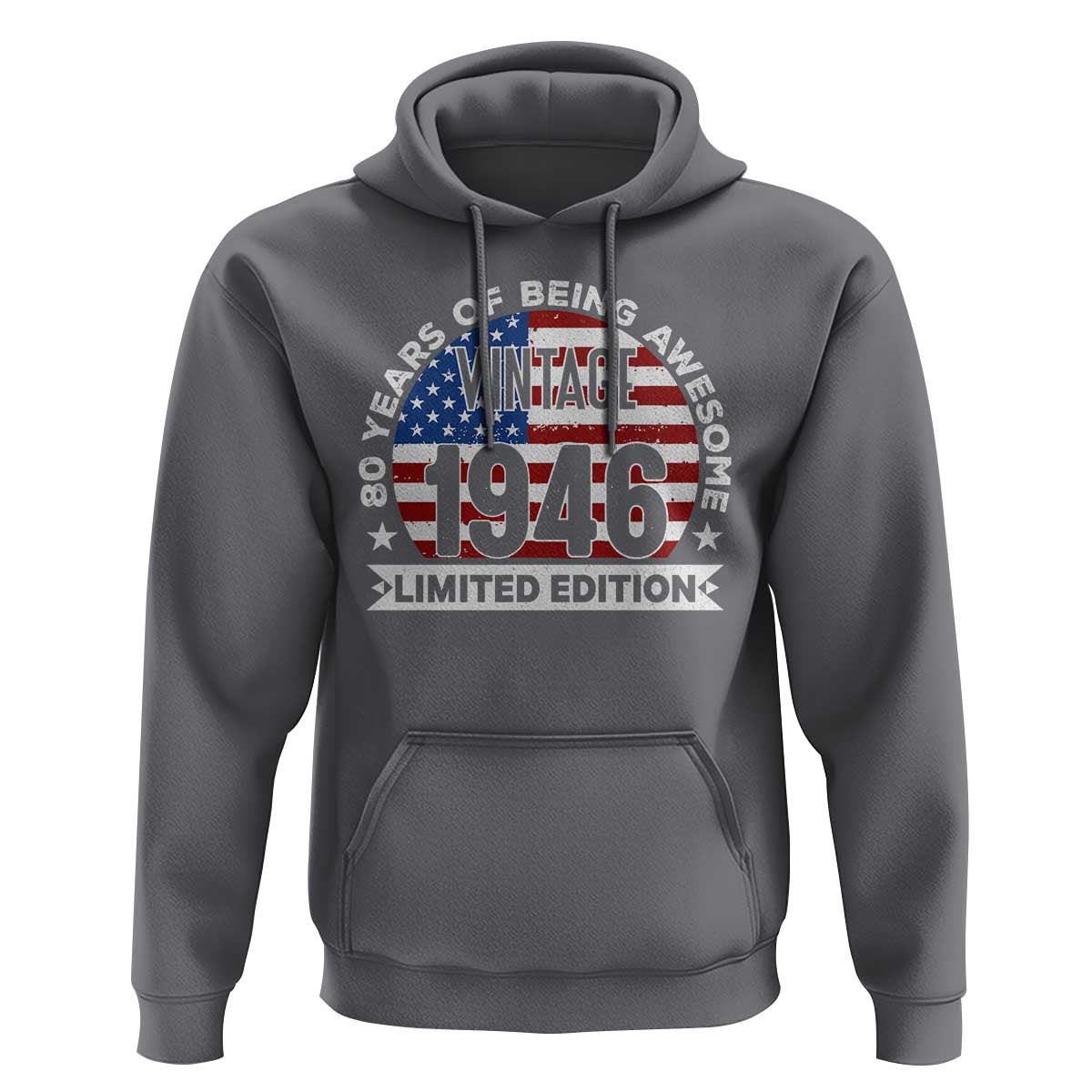 80th Birthday Hoodie Vintage 1946 80 Year Old Birthday American Flag