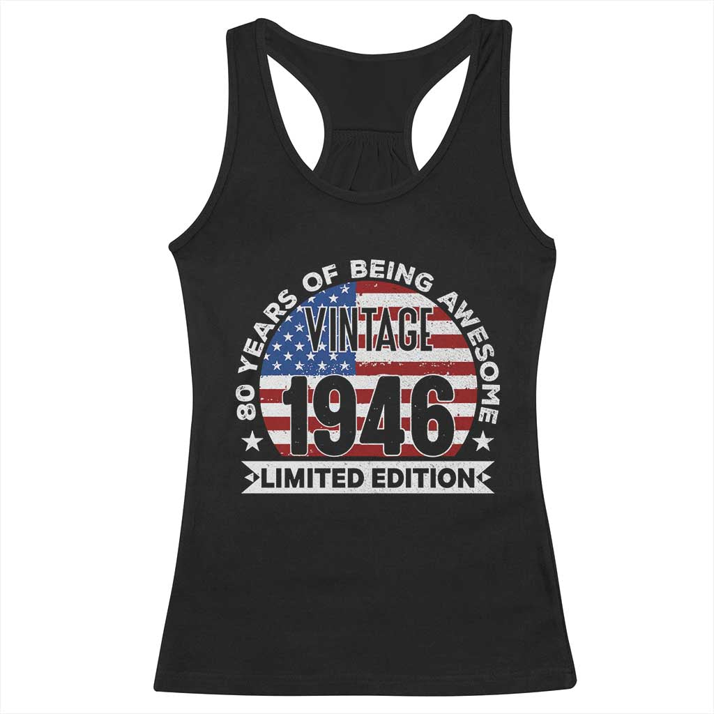 80th Birthday Racerback Tank Top Vintage 1946 80 Year Old Birthday American Flag