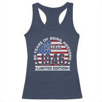80th Birthday Racerback Tank Top Vintage 1946 80 Year Old Birthday American Flag
