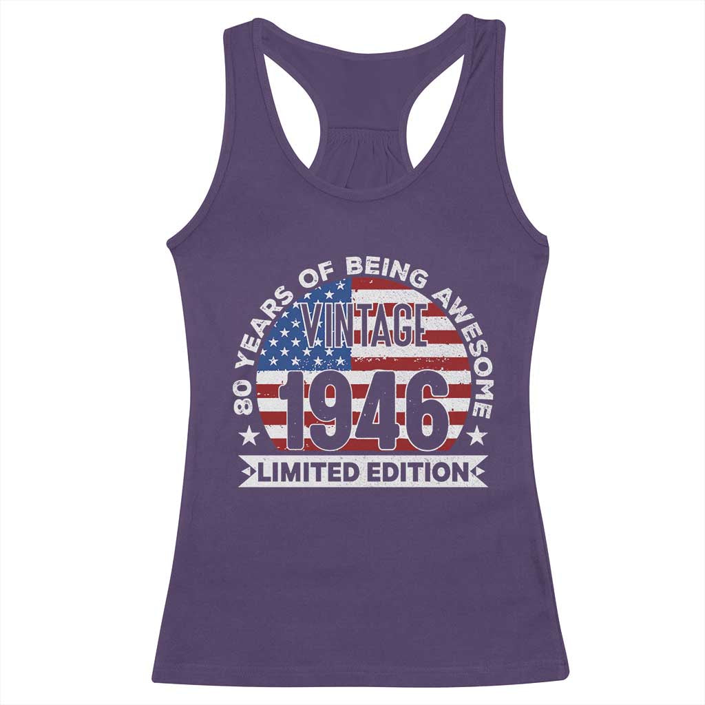 80th Birthday Racerback Tank Top Vintage 1946 80 Year Old Birthday American Flag