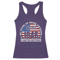 80th Birthday Racerback Tank Top Vintage 1946 80 Year Old Birthday American Flag