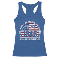 80th Birthday Racerback Tank Top Vintage 1946 80 Year Old Birthday American Flag