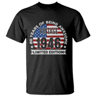 80th Birthday T Shirt Vintage 1946 80 Year Old Birthday American Flag