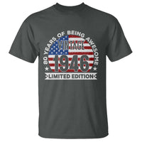 80th Birthday T Shirt Vintage 1946 80 Year Old Birthday American Flag