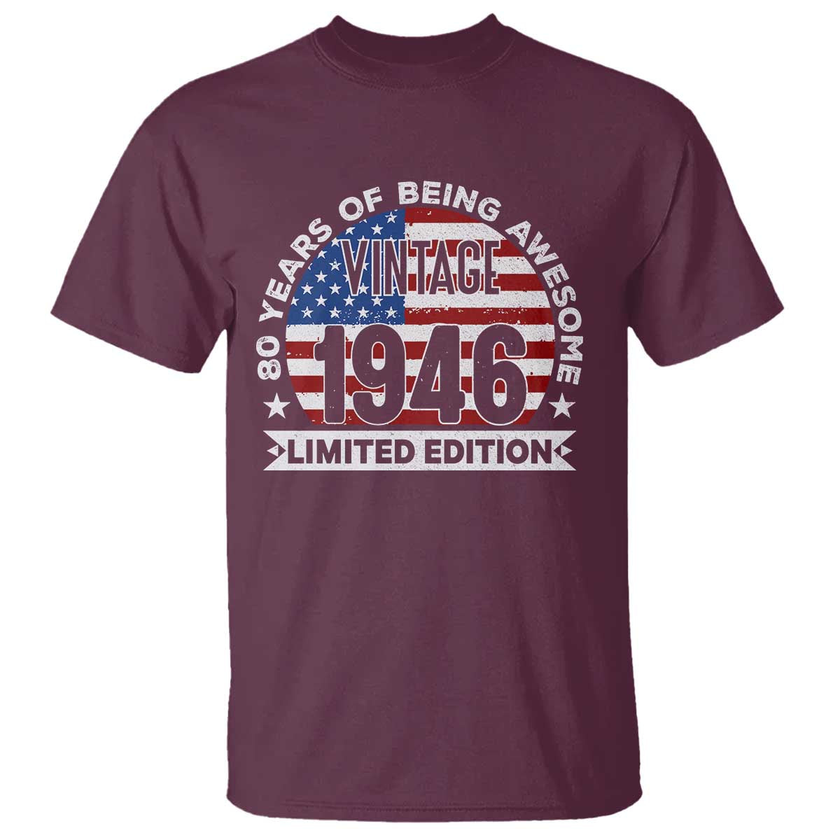 80th Birthday T Shirt Vintage 1946 80 Year Old Birthday American Flag