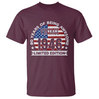 80th Birthday T Shirt Vintage 1946 80 Year Old Birthday American Flag