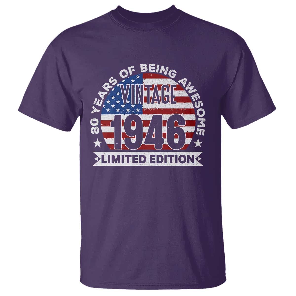 80th Birthday T Shirt Vintage 1946 80 Year Old Birthday American Flag