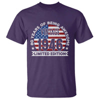 80th Birthday T Shirt Vintage 1946 80 Year Old Birthday American Flag