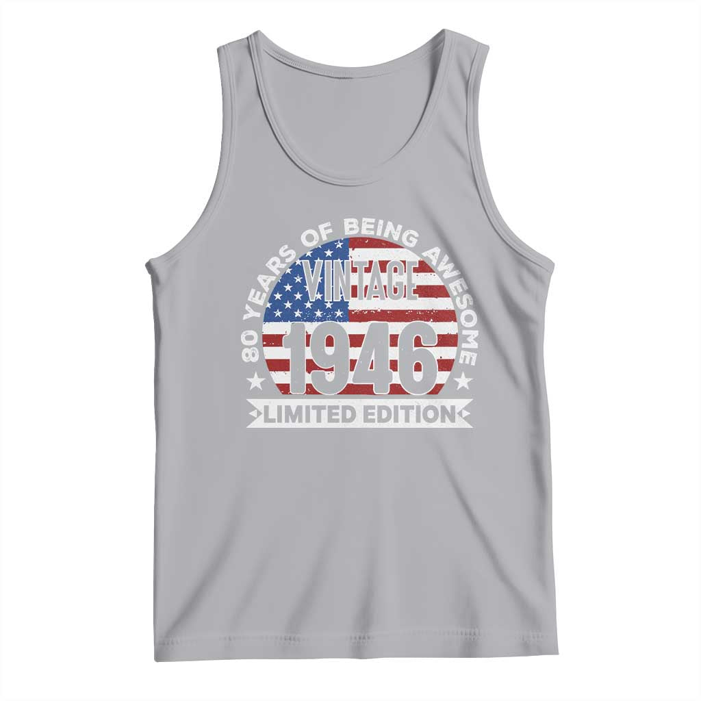 80th Birthday Tank Top Vintage 1946 80 Year Old Birthday American Flag