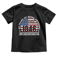 80th Birthday Toddler T Shirt Vintage 1946 80 Year Old Birthday American Flag