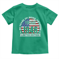 80th Birthday Toddler T Shirt Vintage 1946 80 Year Old Birthday American Flag