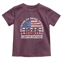 80th Birthday Toddler T Shirt Vintage 1946 80 Year Old Birthday American Flag