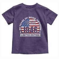 80th Birthday Toddler T Shirt Vintage 1946 80 Year Old Birthday American Flag