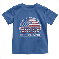 80th Birthday Toddler T Shirt Vintage 1946 80 Year Old Birthday American Flag