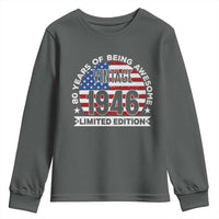 80th Birthday Youth Sweatshirt Vintage 1946 80 Year Old Birthday American Flag