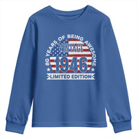 80th Birthday Youth Sweatshirt Vintage 1946 80 Year Old Birthday American Flag