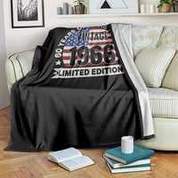 60th Birthday Throw Blanket Vintage 1966 60 Year Old Birthday American Flag