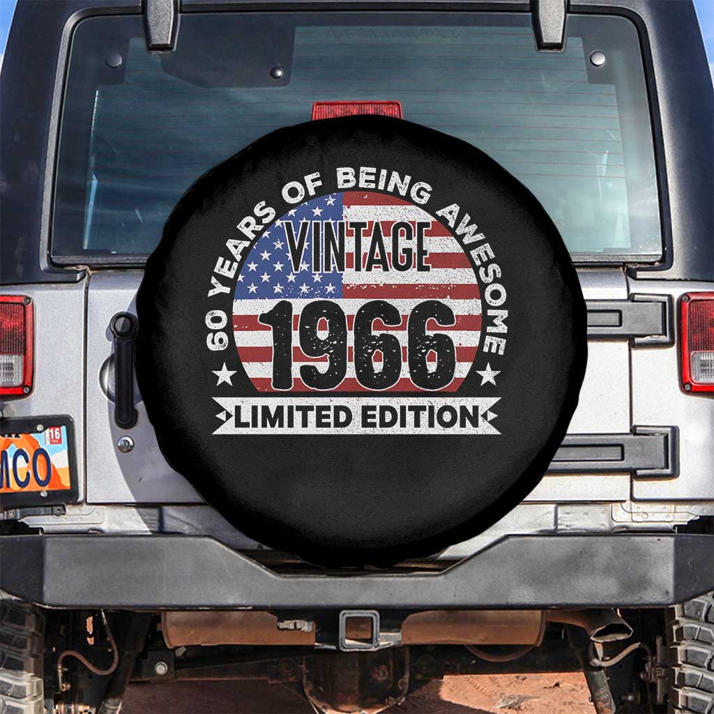 60th Birthday Spare Tire Cover Vintage 1966 60 Year Old Birthday American Flag