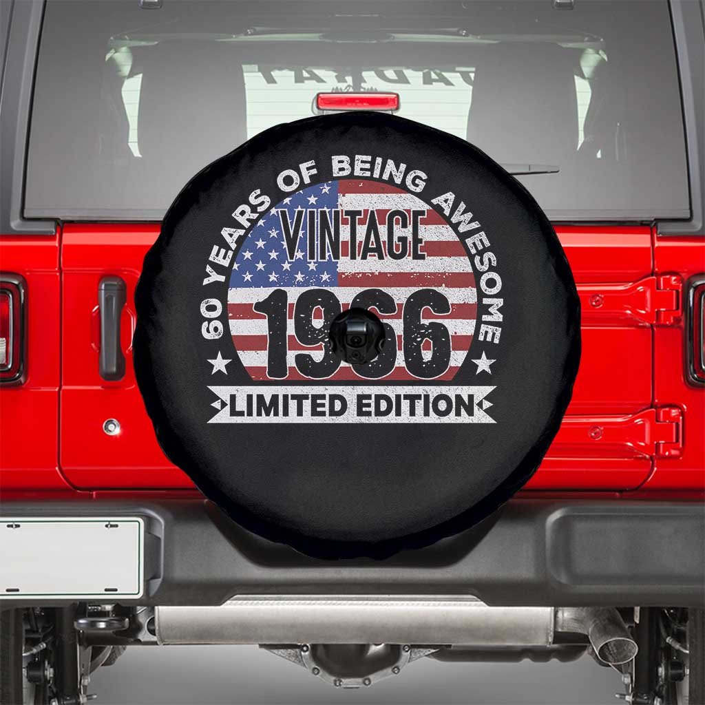 60th Birthday Spare Tire Cover Vintage 1966 60 Year Old Birthday American Flag