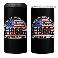 60th Birthday 4 in 1 Can Cooler Tumbler Vintage 1966 60 Year Old Birthday American Flag
