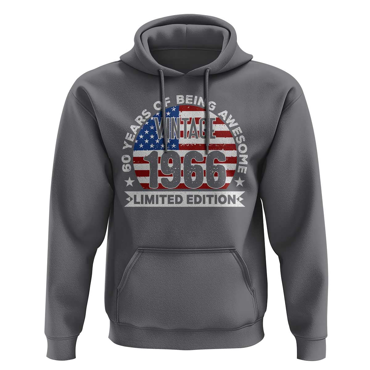 60th Birthday Hoodie Vintage 1966 60 Year Old Birthday American Flag
