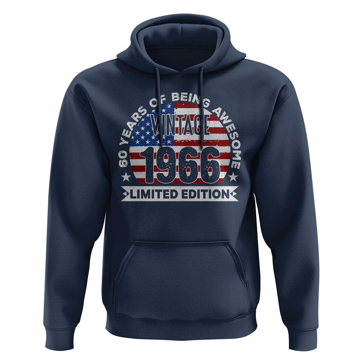 60th Birthday Hoodie Vintage 1966 60 Year Old Birthday American Flag