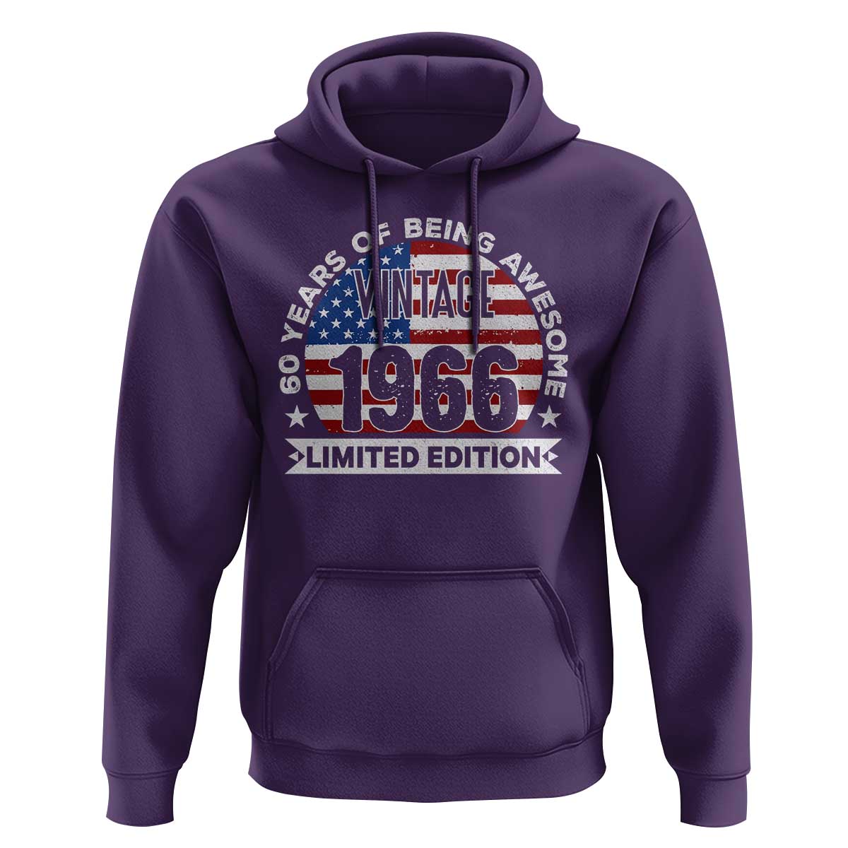 60th Birthday Hoodie Vintage 1966 60 Year Old Birthday American Flag