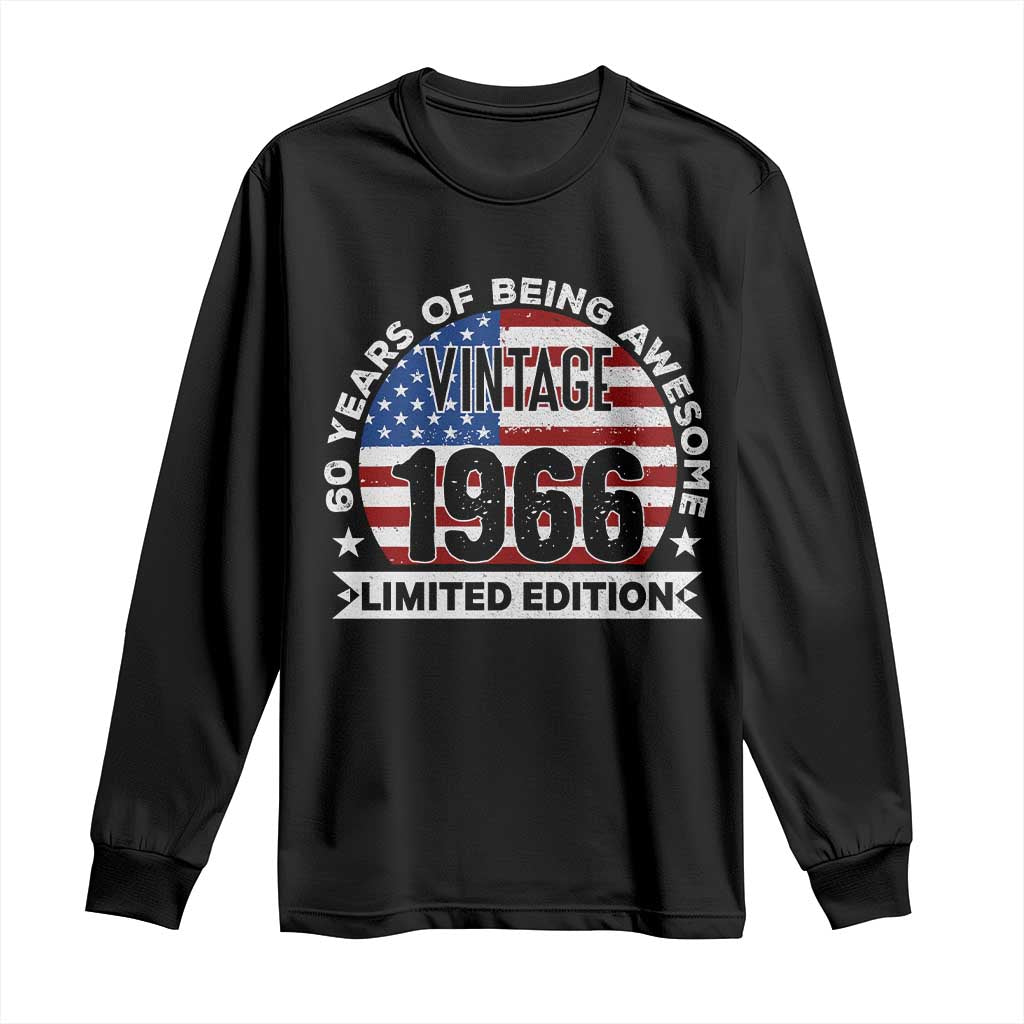 60th Birthday Long Sleeve Shirt Vintage 1966 60 Year Old Birthday American Flag