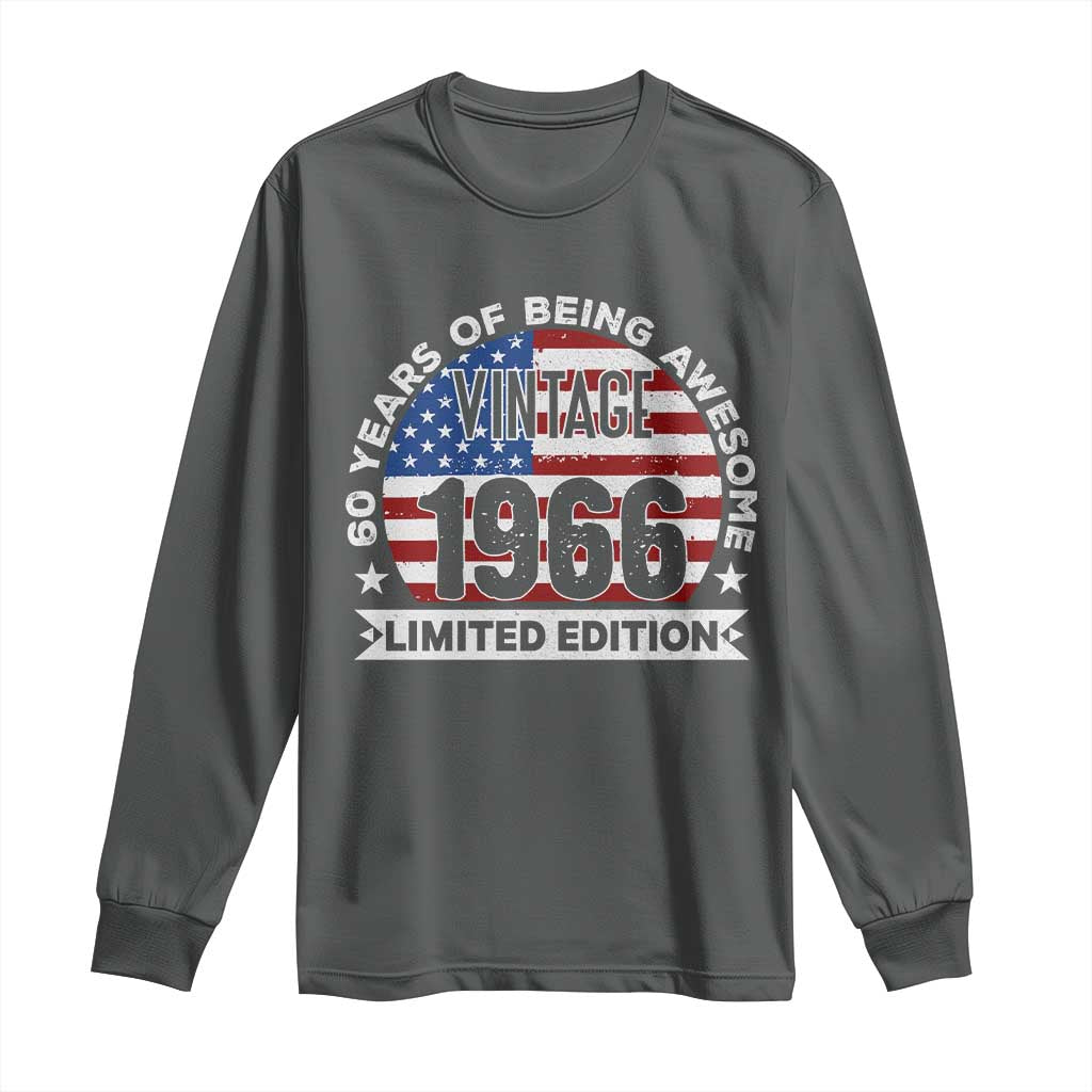 60th Birthday Long Sleeve Shirt Vintage 1966 60 Year Old Birthday American Flag