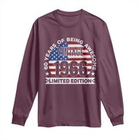 60th Birthday Long Sleeve Shirt Vintage 1966 60 Year Old Birthday American Flag