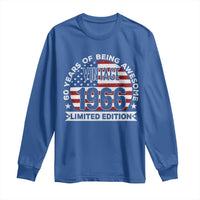 60th Birthday Long Sleeve Shirt Vintage 1966 60 Year Old Birthday American Flag