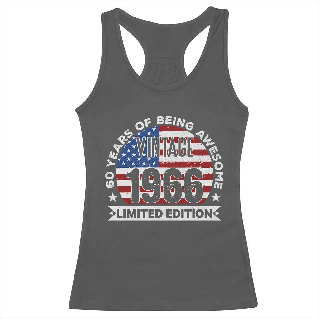 60th Birthday Racerback Tank Top Vintage 1966 60 Year Old Birthday American Flag