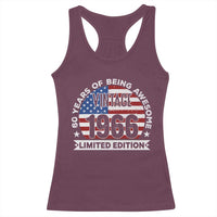 60th Birthday Racerback Tank Top Vintage 1966 60 Year Old Birthday American Flag