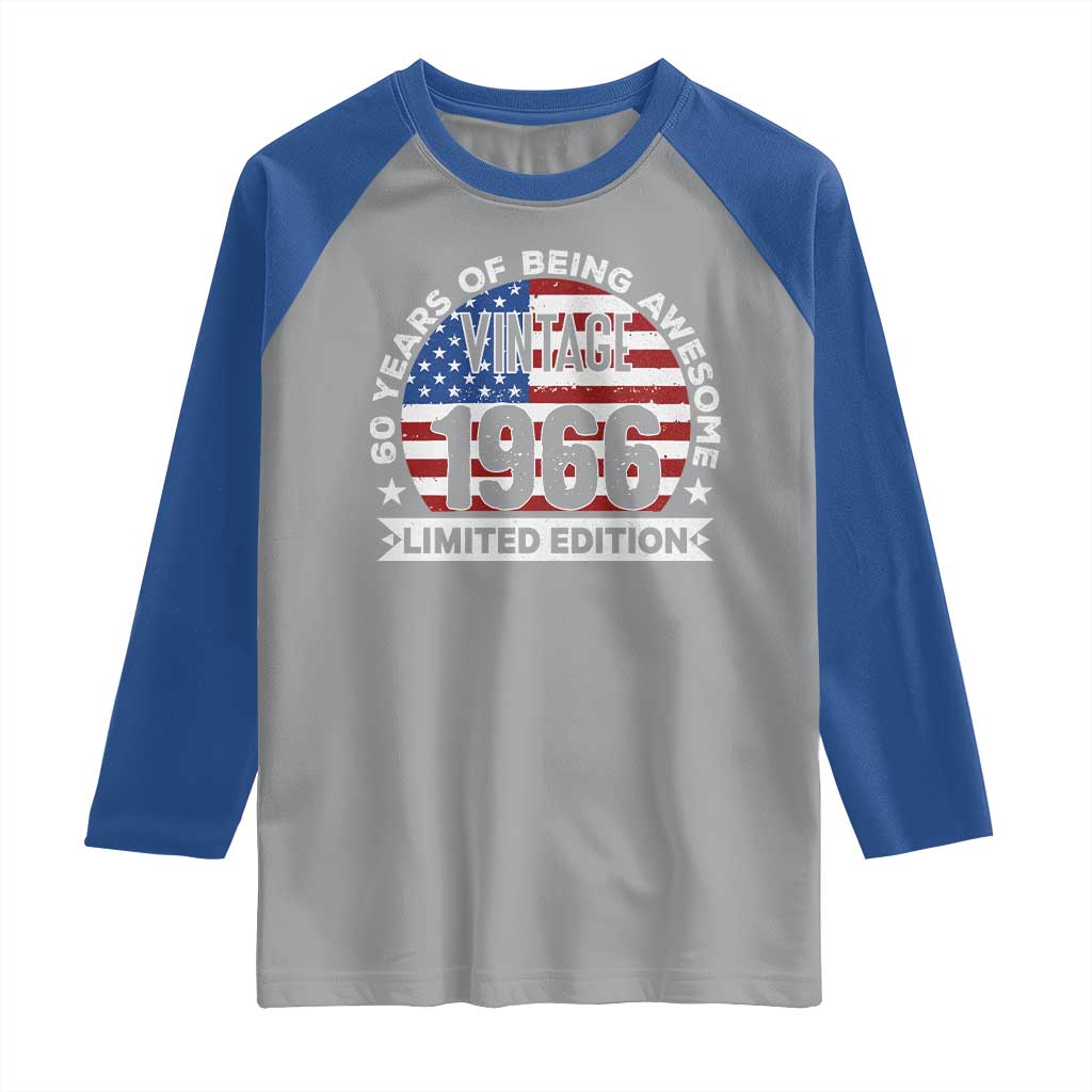 60th Birthday Raglan Shirt Vintage 1966 60 Year Old Birthday American Flag